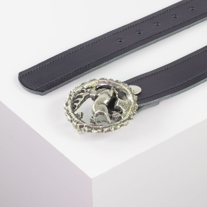 Ledergürtel 4cm mit Schnalle Hirsch navi Reißverschluss
