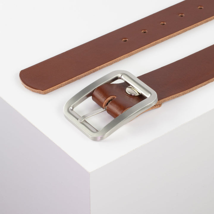 Ledergürtel 4cm mit Schnalle Munich cognac ohne Muster