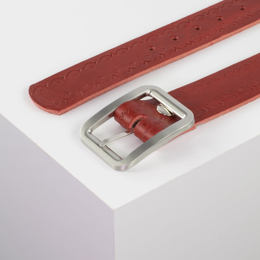 Ledergürtel 4cm mit Schnalle Munich rot Lochwelle