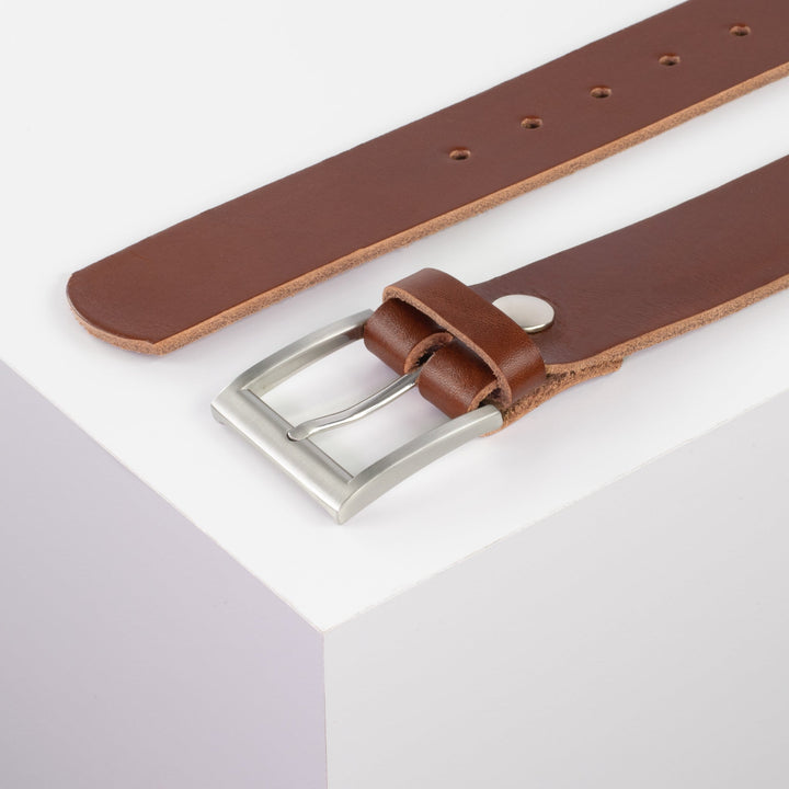 Ledergürtel 4cm mit Schnalle Milano cognac ohne Muster
