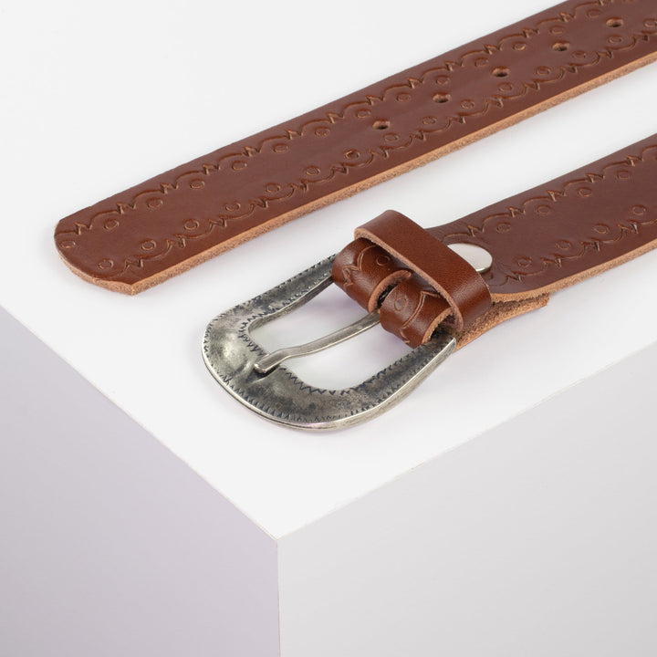 Ledergürtel 4cm mit Schnalle Berlin cognac Lochwelle