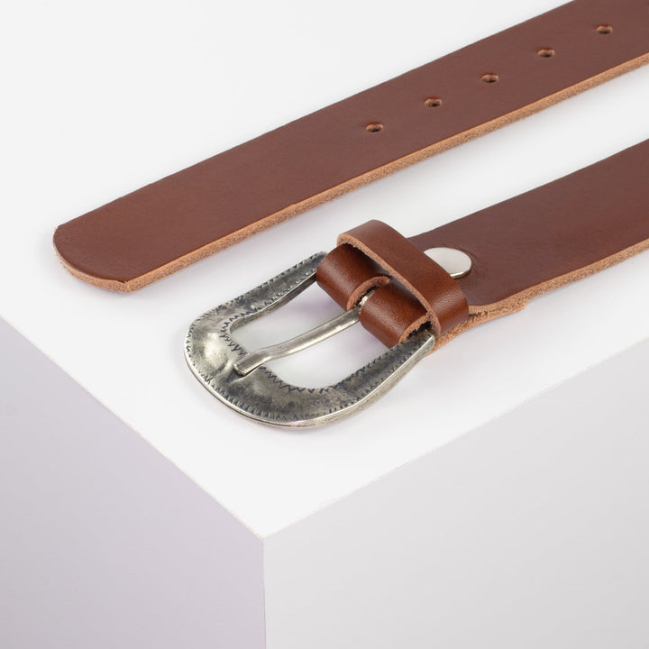 Ledergürtel 4cm mit Schnalle Berlin cognac ohne Muster