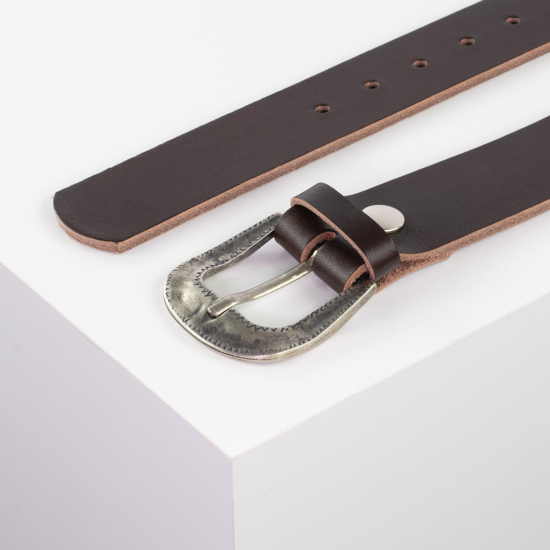 Ledergürtel 4cm mit Schnalle Berlin dunkelbraun ohne Muster