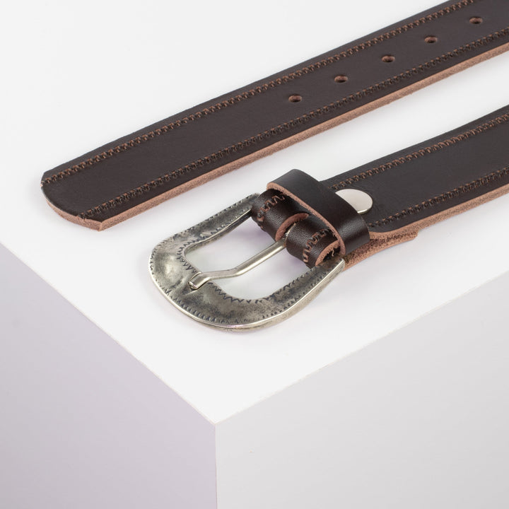 Ledergürtel 4cm mit Schnalle Berlin dunkelbraun Reißverschluss