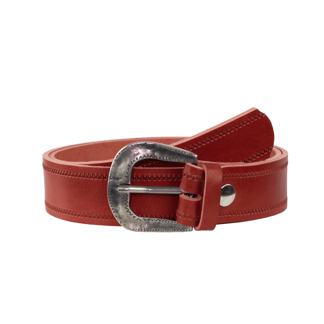 Ledergürtel 4cm mit Schnalle Berlin rot Reißverschluss
