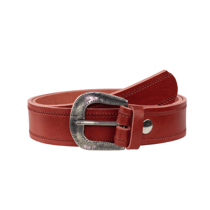 Ledergürtel 4cm mit Schnalle Berlin rot Reißverschluss