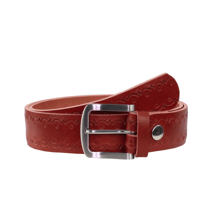 Ledergürtel 4cm mit Schnalle Tokyo rot Lochwelle
