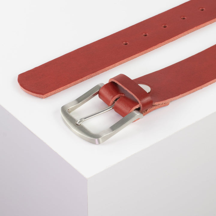 Ledergürtel 4cm mit Schnalle Tokyo rot ohne Muster