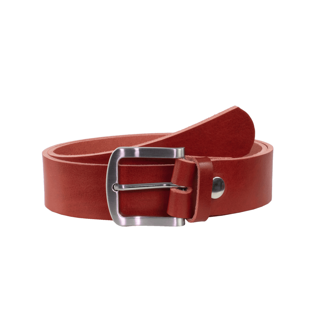 Ledergürtel 4cm mit Schnalle Tokyo rot ohne Muster
