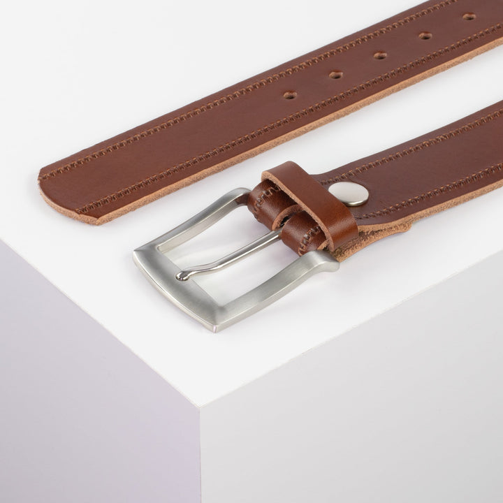 Ledergürtel 4cm mit Schnalle Bangkok cognac Reißverschluss