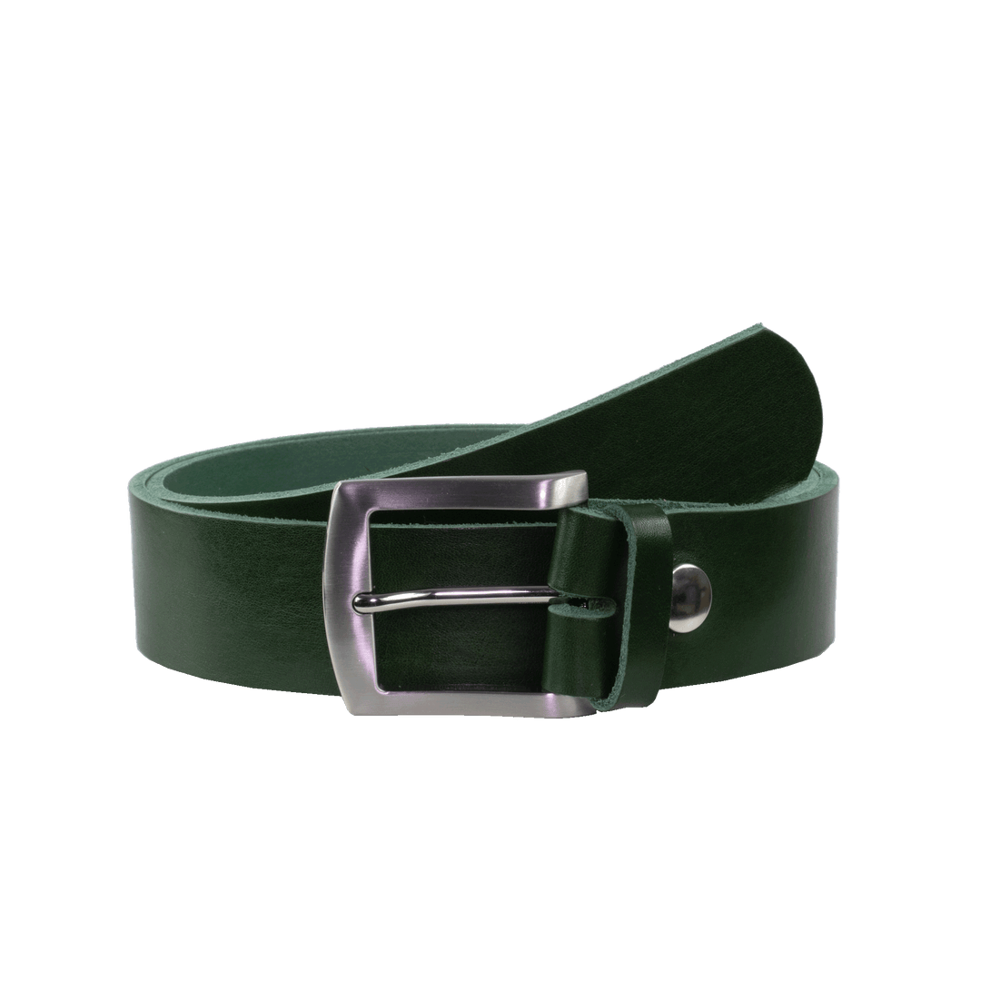 Ledergürtel 4cm mit Schnalle Bangkok grün ohne Muster