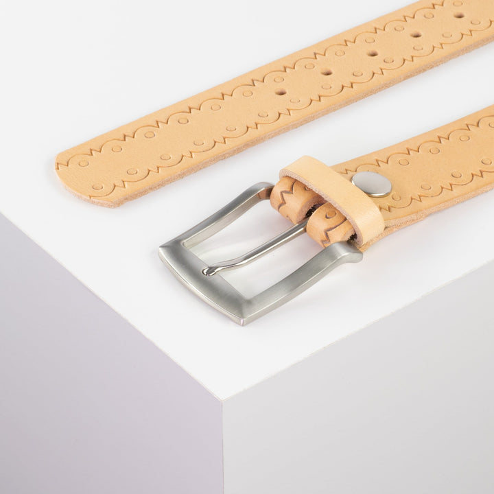 Ledergürtel 4cm mit Schnalle Bangkok natur Lochwelle
