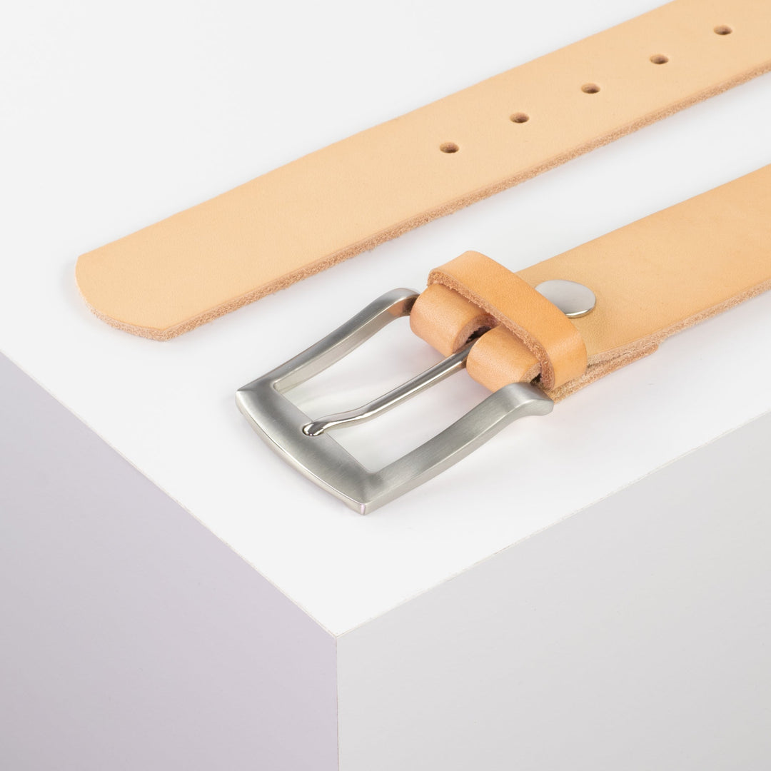 Ledergürtel 4cm mit Schnalle Bangkok natur ohne Muster