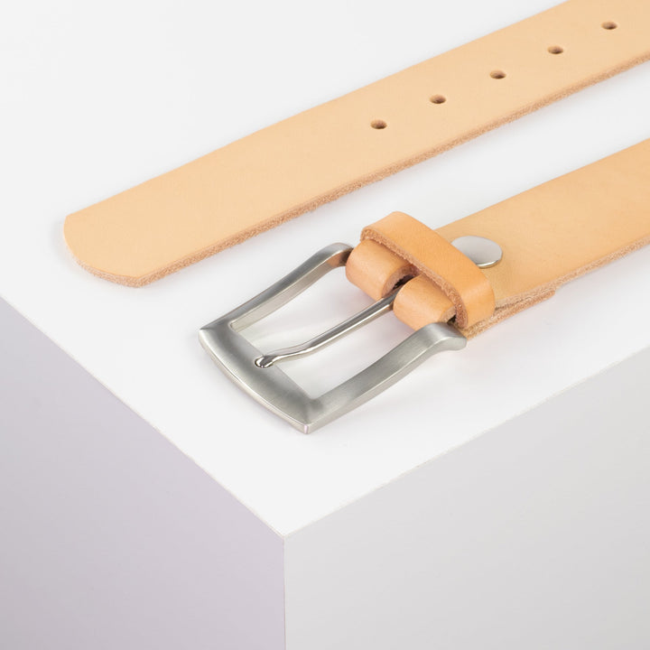 Ledergürtel 4cm mit Schnalle Bangkok natur ohne Muster