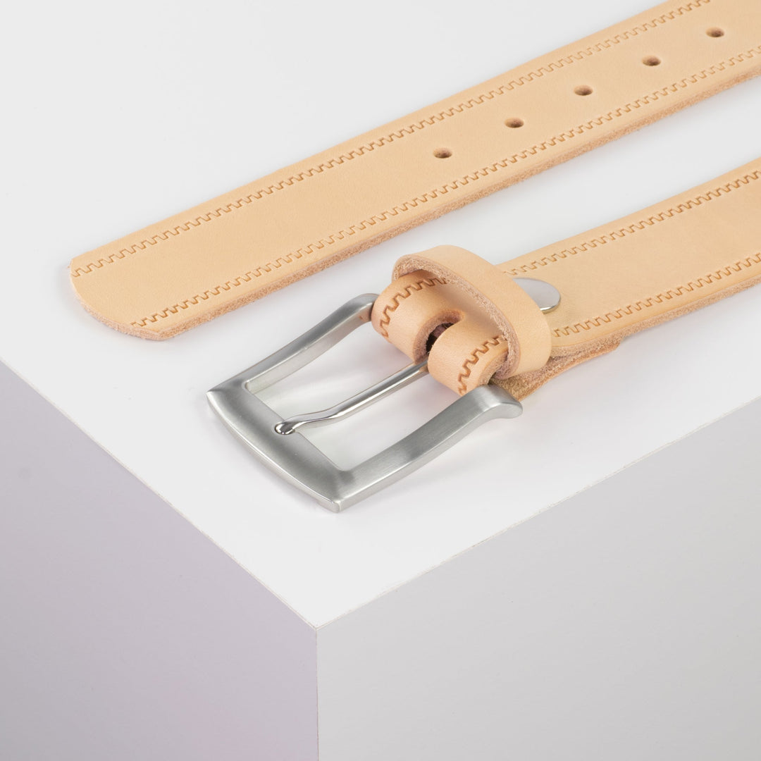 Ledergürtel 4cm mit Schnalle Bangkok natur Reißverschluss