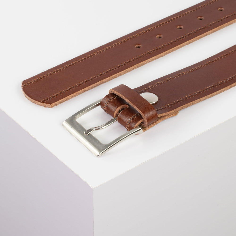 Ledergürtel 4cm mit Schnalle Copenhagen cognac Reißverschluss
