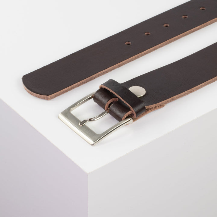 Ledergürtel 4cm mit Schnalle Copenhagen dunkelbraun ohne Muster