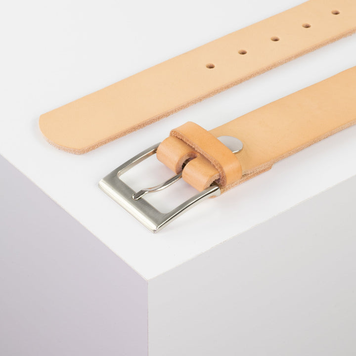 Ledergürtel 4cm mit Schnalle Copenhagen natur ohne Muster