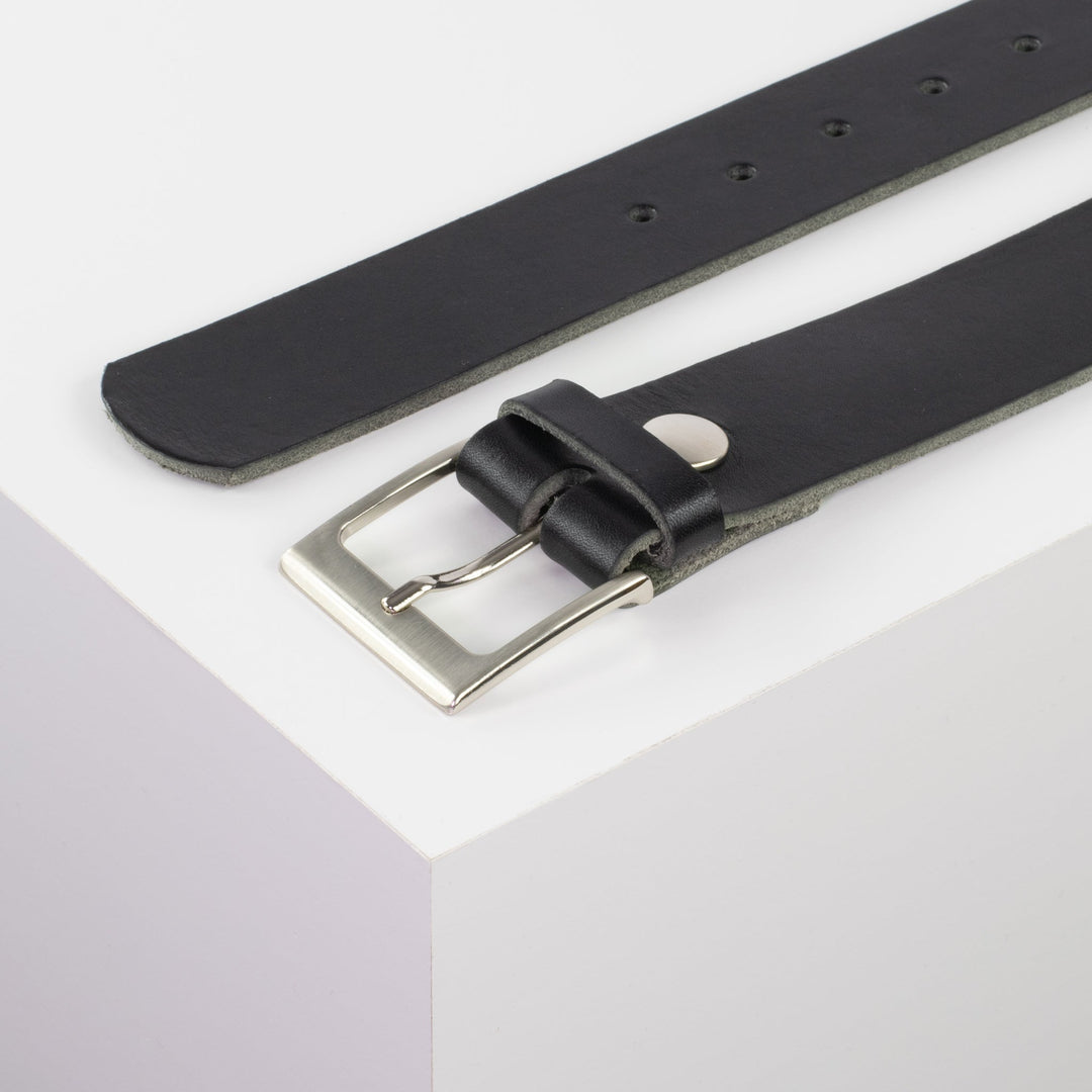 Ledergürtel 4cm mit Schnalle Copenhagen schwarz ohne Muster